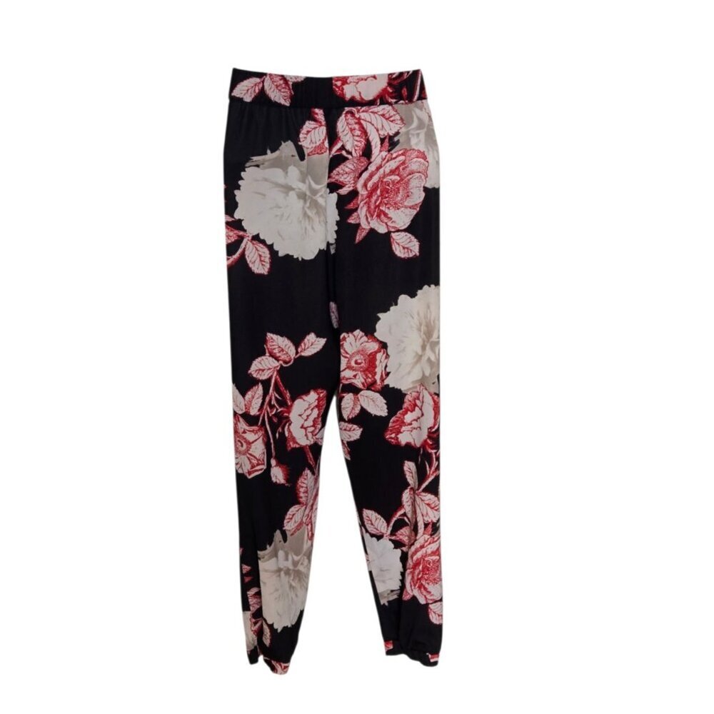 Black Label By Chico's Multi Color Floral Elastic Cuff Ankle Size 1 - Picture 2 of 8